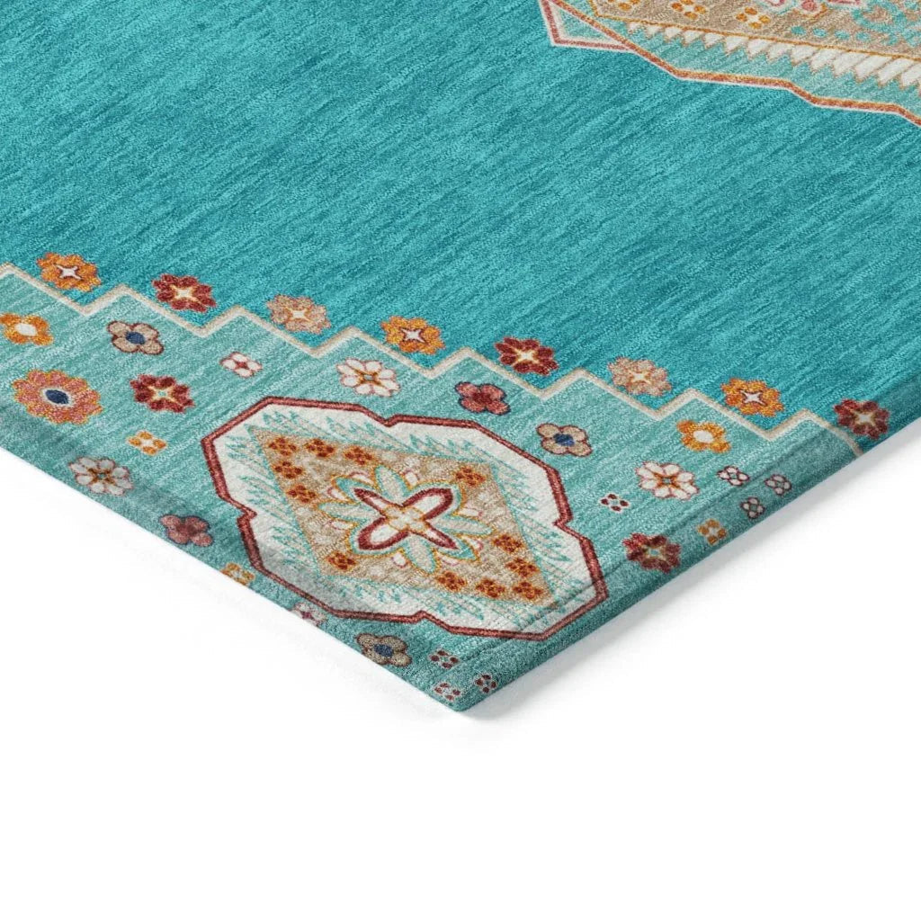 Elira Teal Washable Indoor-Outdoor Rug-Outdoor Rugs-LOOMLAN Rugs-LOOMLAN
