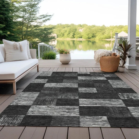 Elise Black Washable Indoor - Outdoor Rug - LOOMLAN - LOOMLAN Rugs - Outdoor Rugs
