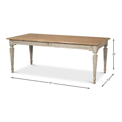 Elise Rectangle Dining Table Seats 6 Grey Natural-Dining Tables-Sarreid-LOOMLAN