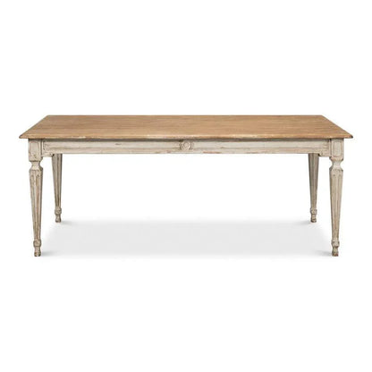 Elise Rectangle Dining Table Seats 6 Grey Natural-Dining Tables-Sarreid-LOOMLAN