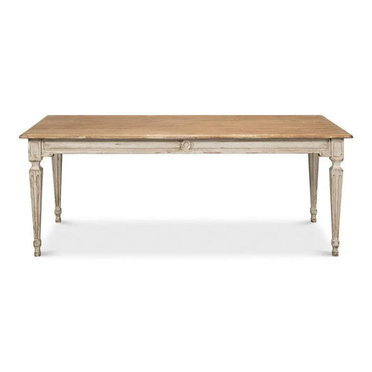 Elise Rectangle Dining Table Seats 6 Grey Natural-Dining Tables-Sarreid-LOOMLAN