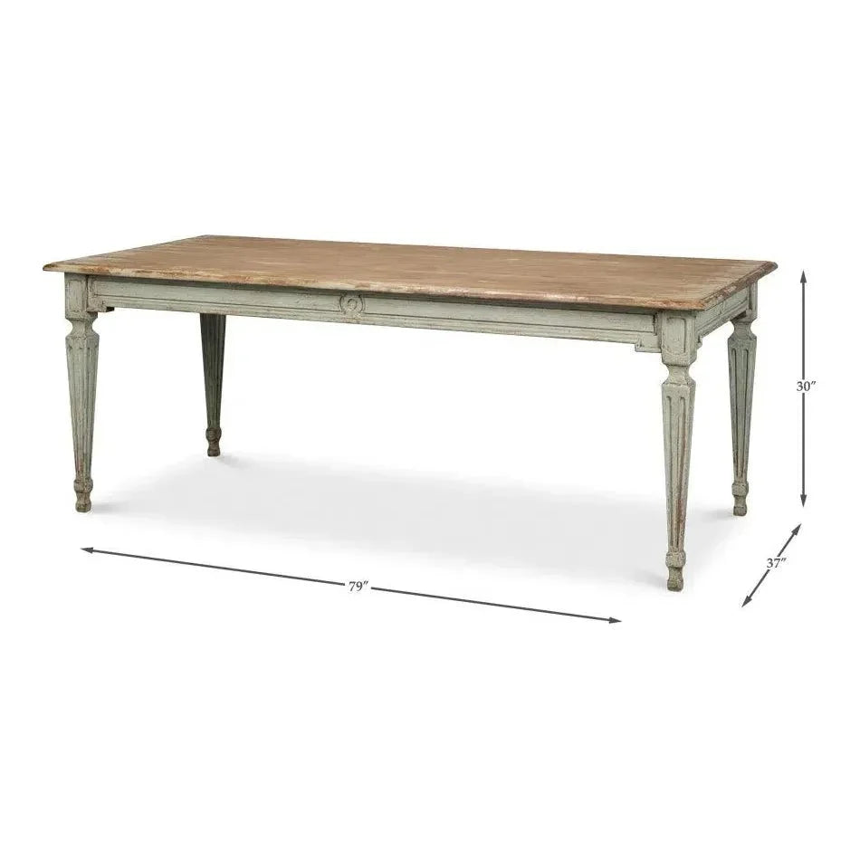 Elise Rectangle Dining Table Seats 6 Sage Natural-Dining Tables-Sarreid-LOOMLAN