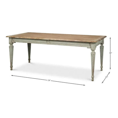 Elise Rectangle Dining Table Seats 6 Sage Natural-Dining Tables-Sarreid-LOOMLAN