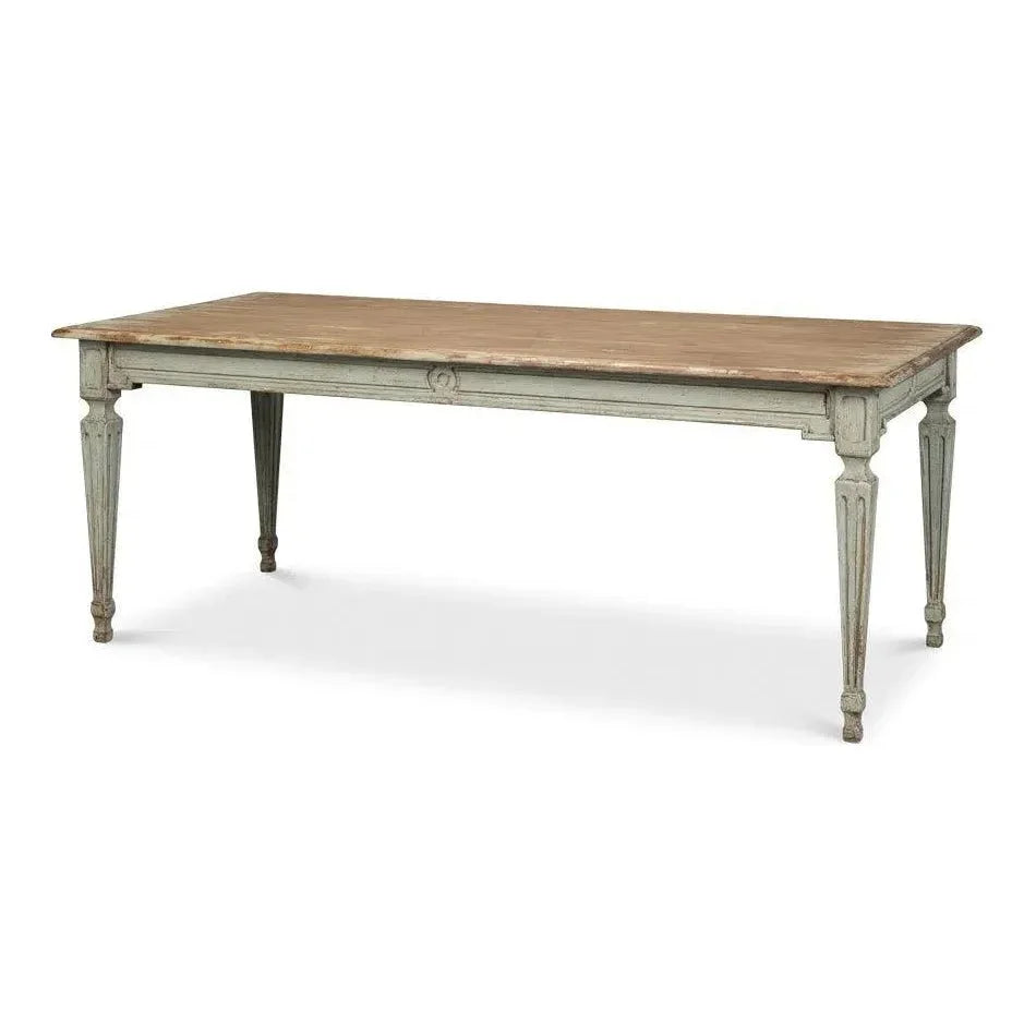 Elise Rectangle Dining Table Seats 6 Sage Natural-Dining Tables-Sarreid-LOOMLAN