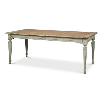 Elise Rectangle Dining Table Seats 6 Sage Natural-Dining Tables-Sarreid-LOOMLAN