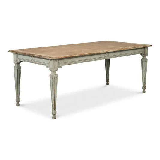 Elise Rectangle Dining Table Seats 6 Sage Natural-Dining Tables-Sarreid-LOOMLAN