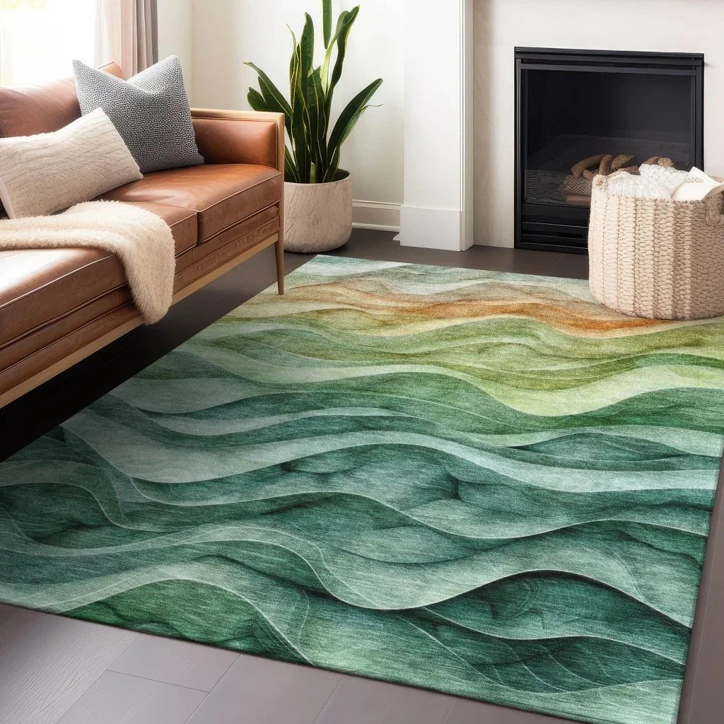 Elissar Teal Washable Indoor - Outdoor Rug - LOOMLAN - LOOMLAN Rugs - Outdoor Rugs