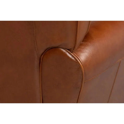Elite French Brown Leather Club Chair - LOOMLAN - Sarreid - Club Chairs