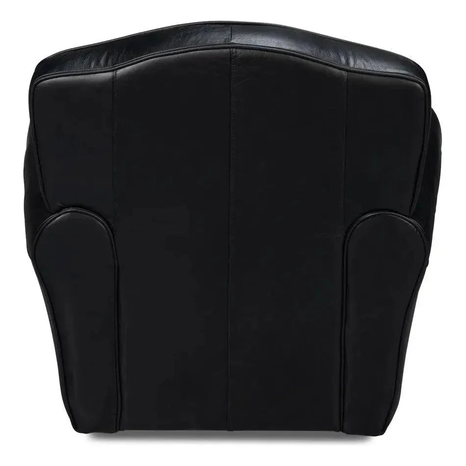 Elite Leather Black French Club Swivel Arm Chair - LOOMLAN - Sarreid - Club Chairs
