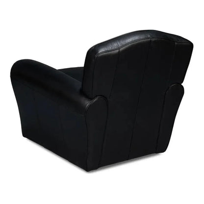 Elite Leather Black French Club Swivel Arm Chair - LOOMLAN - Sarreid - Club Chairs