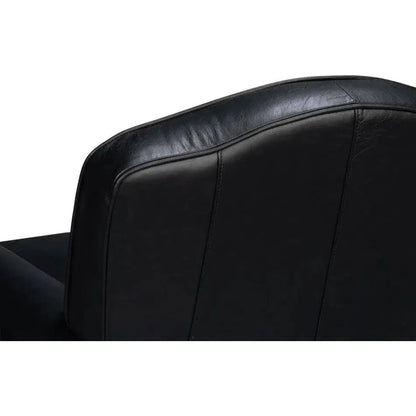 Elite Leather Black French Club Swivel Arm Chair - LOOMLAN - Sarreid - Club Chairs