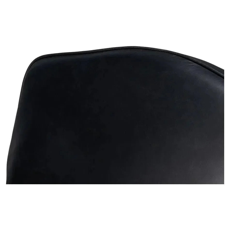 Elite Leather Black French Club Swivel Arm Chair - LOOMLAN - Sarreid - Club Chairs