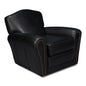 Elite Leather Black French Club Swivel Arm Chair - LOOMLAN - Sarreid - Club Chairs