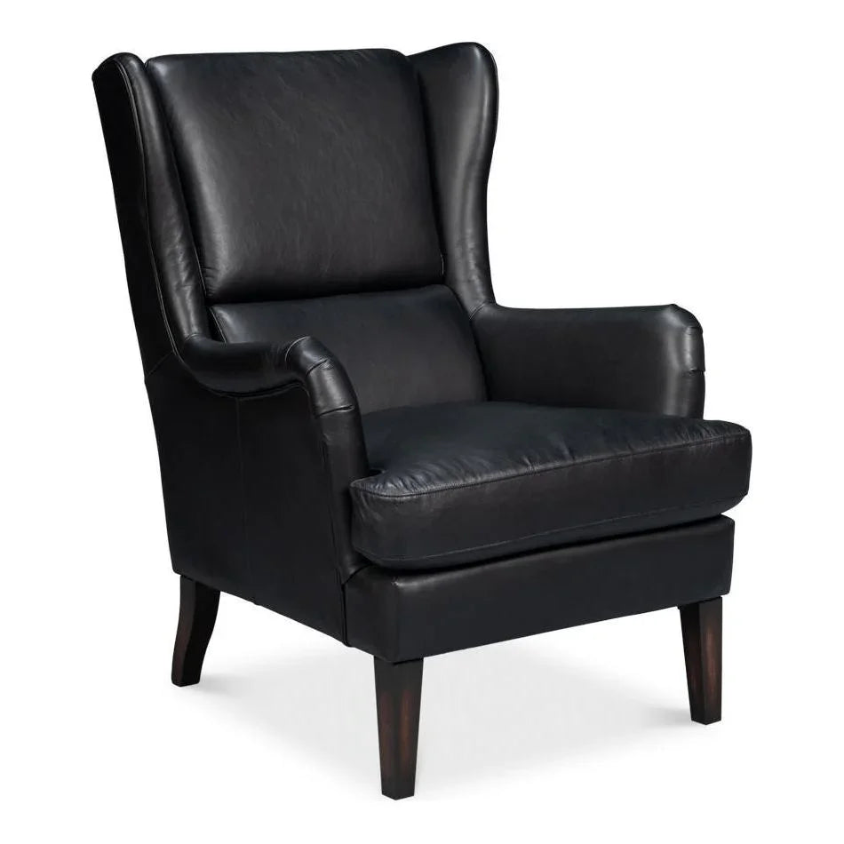 Elite Wing Luxurious Leather Armchair - LOOMLAN - Sarreid - Club Chairs