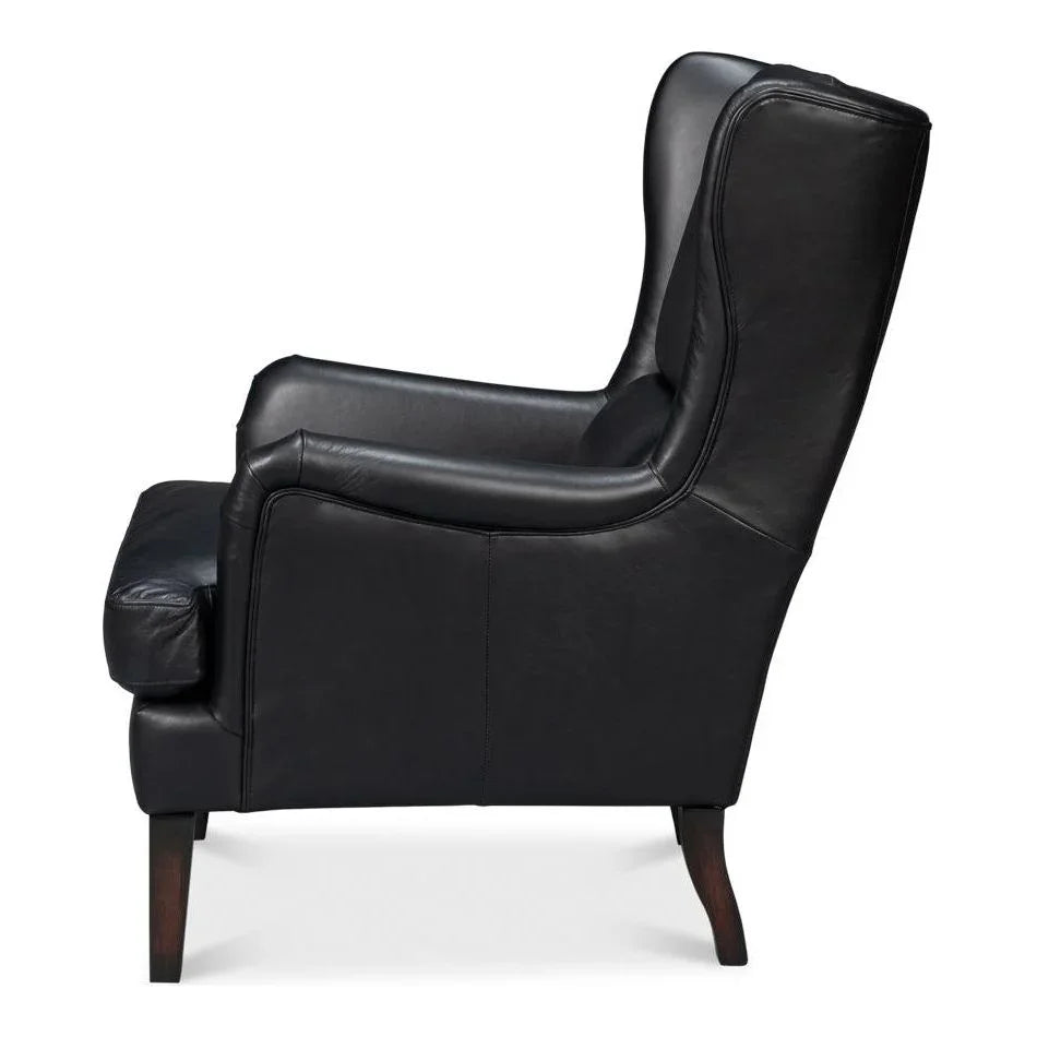Elite Wing Luxurious Leather Armchair - LOOMLAN - Sarreid - Club Chairs