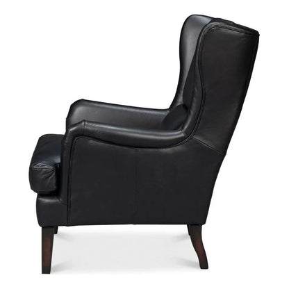 Elite Wing Luxurious Leather Armchair - LOOMLAN - Sarreid - Club Chairs