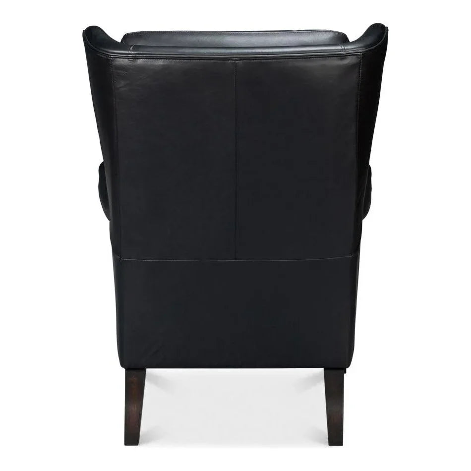 Elite Wing Luxurious Leather Armchair - LOOMLAN - Sarreid - Club Chairs