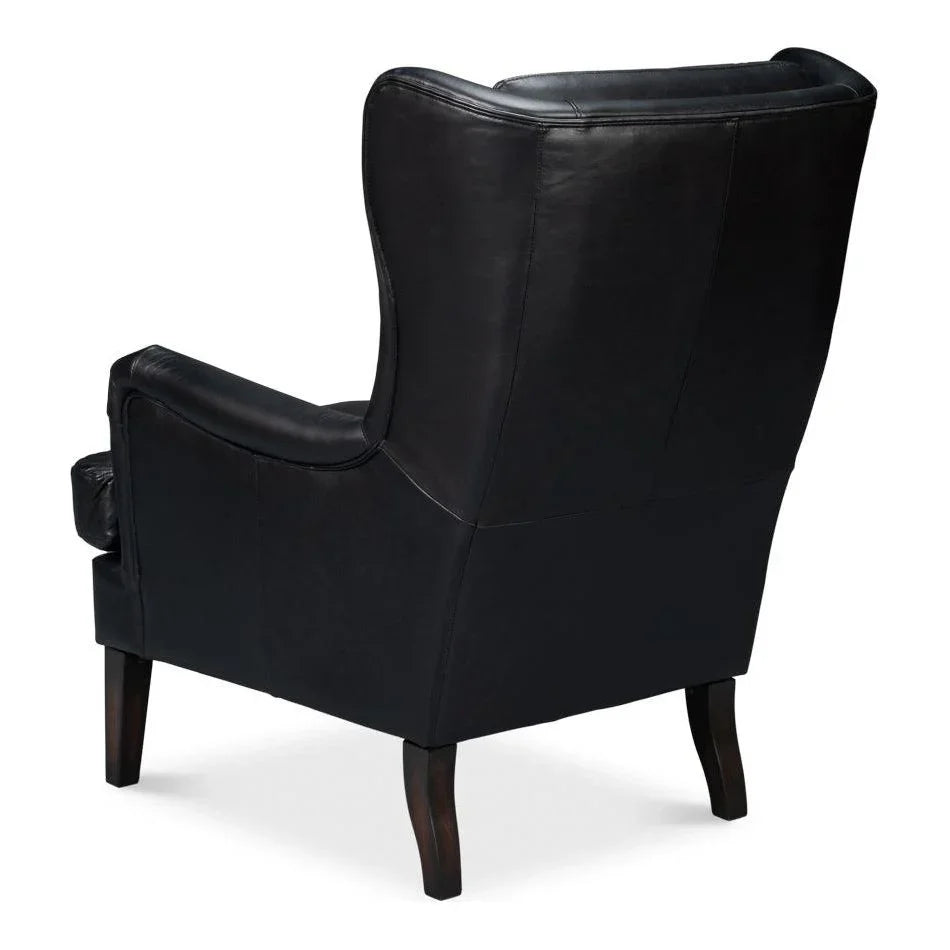 Elite Wing Luxurious Leather Armchair - LOOMLAN - Sarreid - Club Chairs