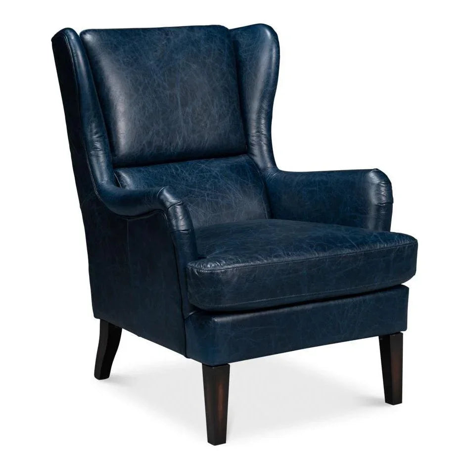 Elite Wing Luxurious Leather Armchair - LOOMLAN - Sarreid - Club Chairs