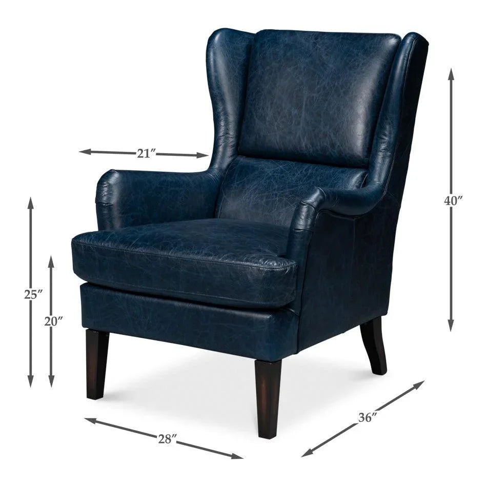 Elite Wing Luxurious Leather Armchair - LOOMLAN - Sarreid - Club Chairs