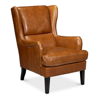 Elite Wing Luxurious Leather Armchair - LOOMLAN - Sarreid - Club Chairs