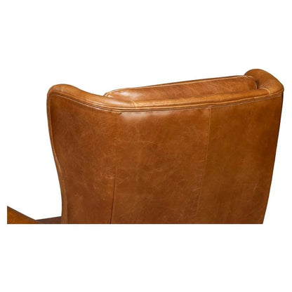 Elite Wing Luxurious Leather Armchair - LOOMLAN - Sarreid - Club Chairs