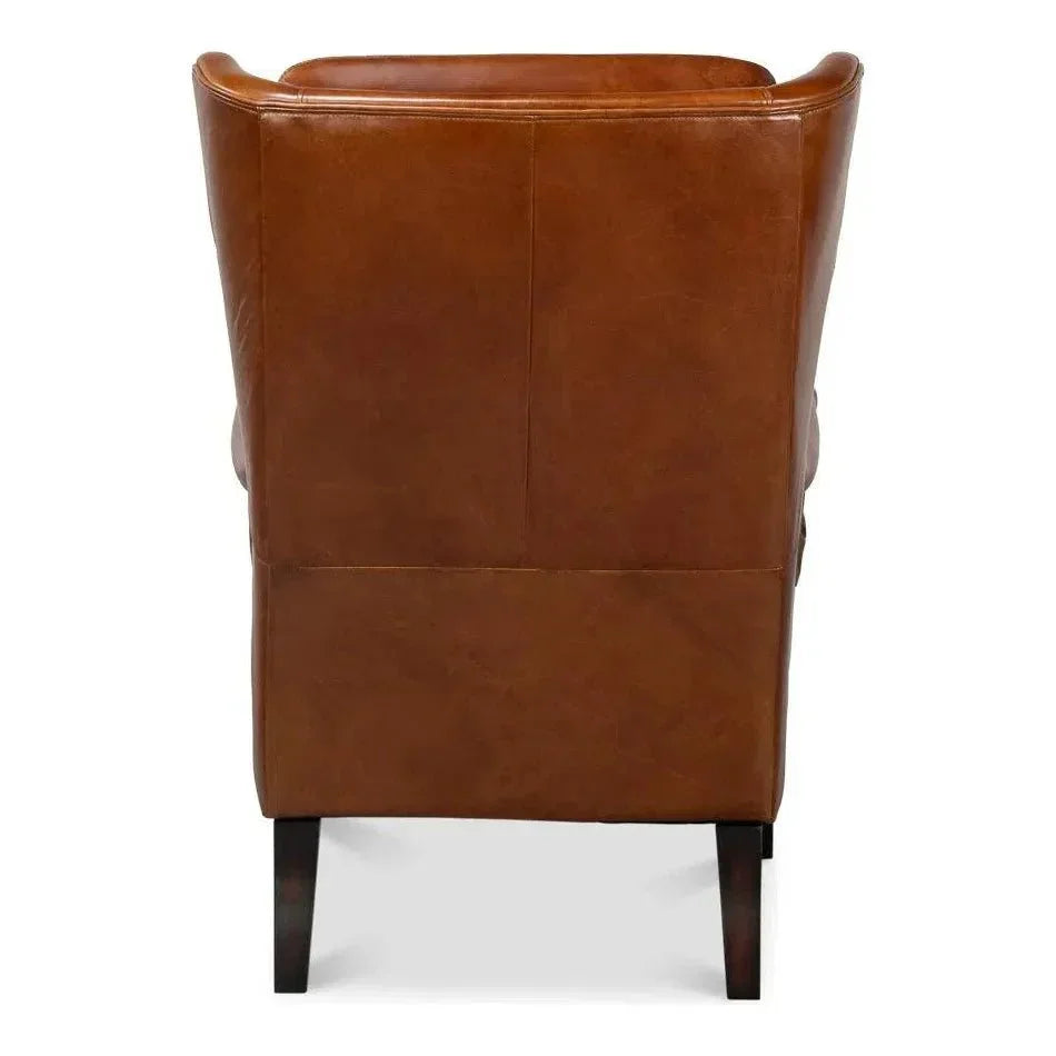 Elite Wing Luxurious Leather Armchair - LOOMLAN - Sarreid - Club Chairs