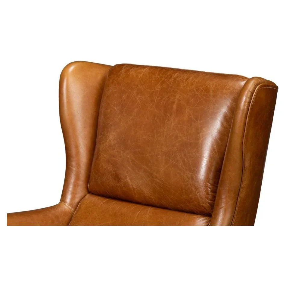 Elite Wing Luxurious Leather Armchair - LOOMLAN - Sarreid - Club Chairs