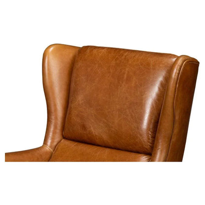 Elite Wing Luxurious Leather Armchair - LOOMLAN - Sarreid - Club Chairs