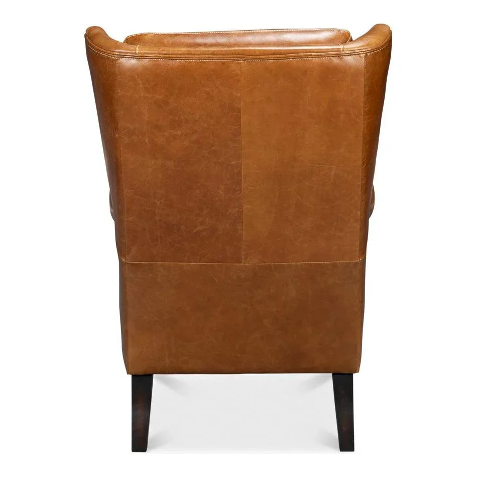 Elite Wing Luxurious Leather Armchair - LOOMLAN - Sarreid - Club Chairs