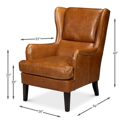 Elite Wing Luxurious Leather Armchair - LOOMLAN - Sarreid - Club Chairs