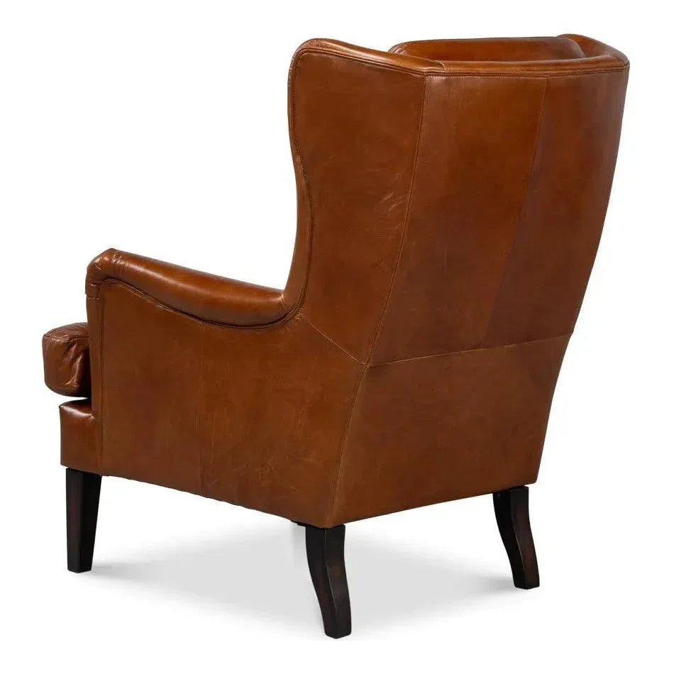 Elite Wing Luxurious Leather Armchair - LOOMLAN - Sarreid - Club Chairs