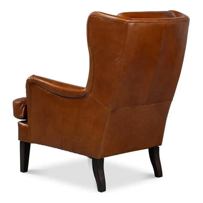 Elite Wing Luxurious Leather Armchair - LOOMLAN - Sarreid - Club Chairs