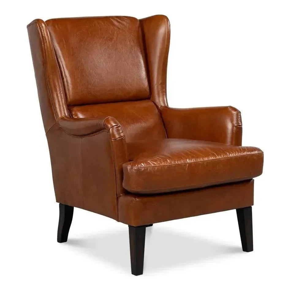 Elite Wing Luxurious Leather Armchair - LOOMLAN - Sarreid - Club Chairs