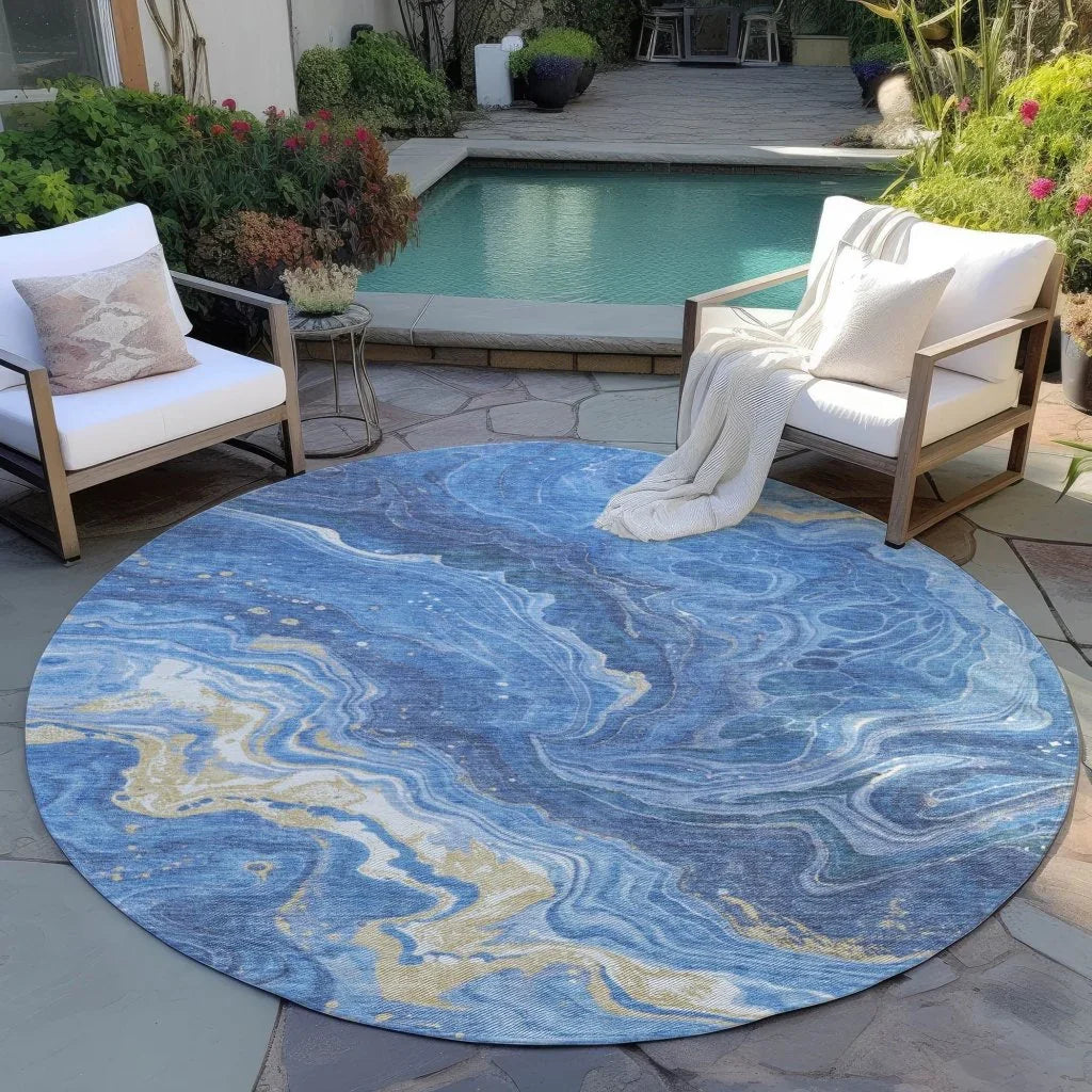 Elius Blue Washable Indoor - Outdoor Rug - LOOMLAN - LOOMLAN Rugs - Outdoor Rugs