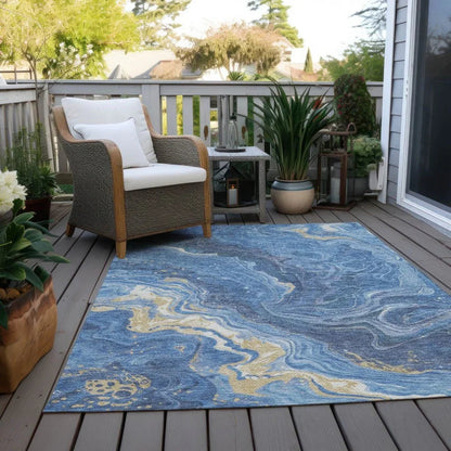 Elius Blue Washable Indoor - Outdoor Rug - LOOMLAN - LOOMLAN Rugs - Outdoor Rugs