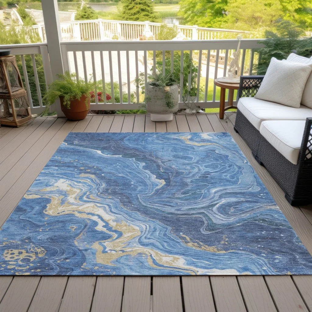 Elius Blue Washable Indoor - Outdoor Rug - LOOMLAN - LOOMLAN Rugs - Outdoor Rugs
