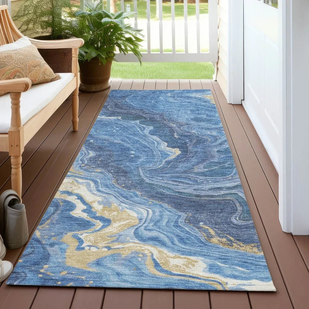 Elius Blue Washable Indoor - Outdoor Rug - LOOMLAN - LOOMLAN Rugs - Outdoor Rugs