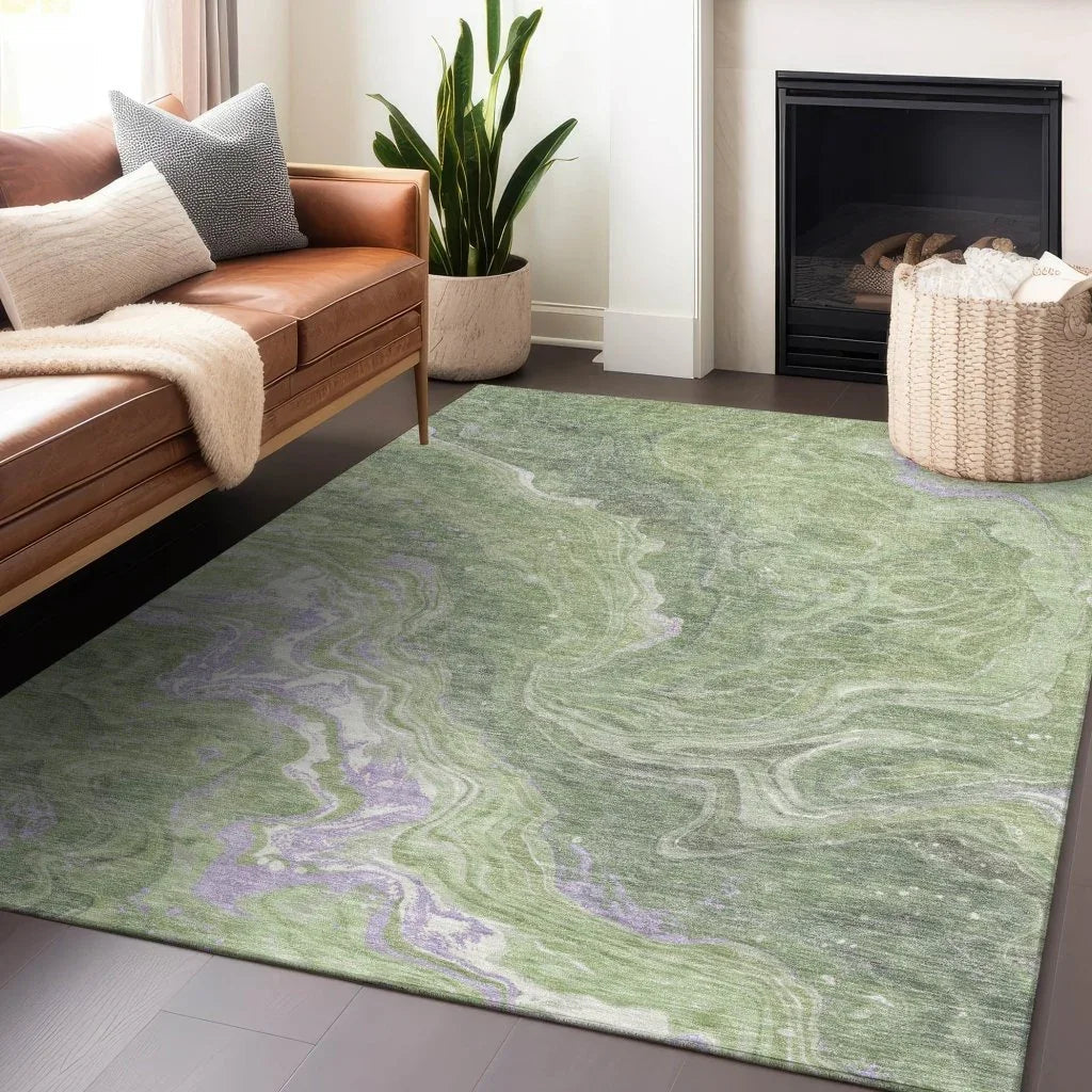 Elius Green Washable Indoor - Outdoor Rug - LOOMLAN - LOOMLAN Rugs - Outdoor Rugs