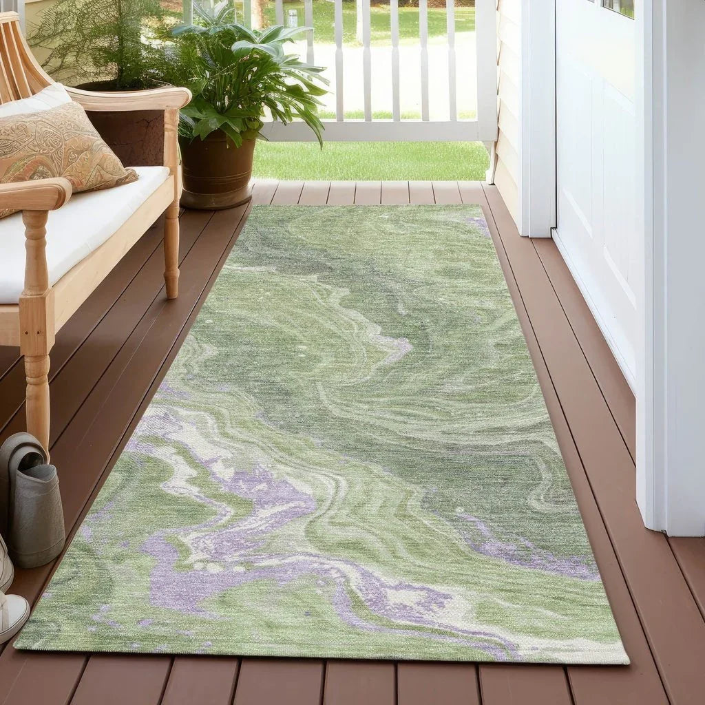 Elius Green Washable Indoor - Outdoor Rug - LOOMLAN - LOOMLAN Rugs - Outdoor Rugs