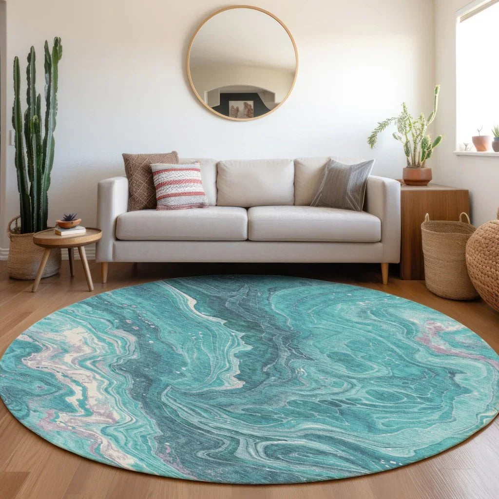 Elius Teal Washable Indoor - Outdoor Rug - LOOMLAN - LOOMLAN Rugs - Outdoor Rugs