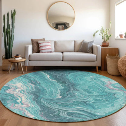Elius Teal Washable Indoor - Outdoor Rug - LOOMLAN - LOOMLAN Rugs - Outdoor Rugs