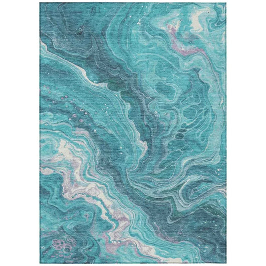 Elius Teal Washable Indoor - Outdoor Rug - LOOMLAN - LOOMLAN Rugs - Outdoor Rugs