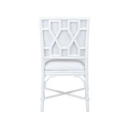 Ella Rattan Frame White Side Chair - LOOMLAN - Wildwood - Dining Chairs