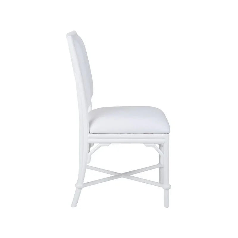 Ella Rattan Frame White Side Chair - LOOMLAN - Wildwood - Dining Chairs