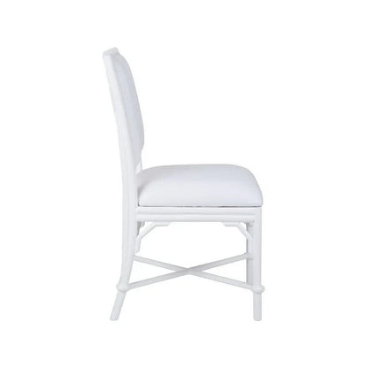 Ella Rattan Frame White Side Chair - LOOMLAN - Wildwood - Dining Chairs