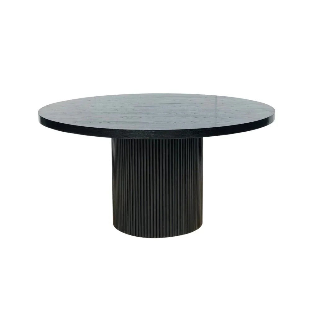Elle Wooden Round Dining Table-Dining Tables-Artesia-Black-LOOMLAN