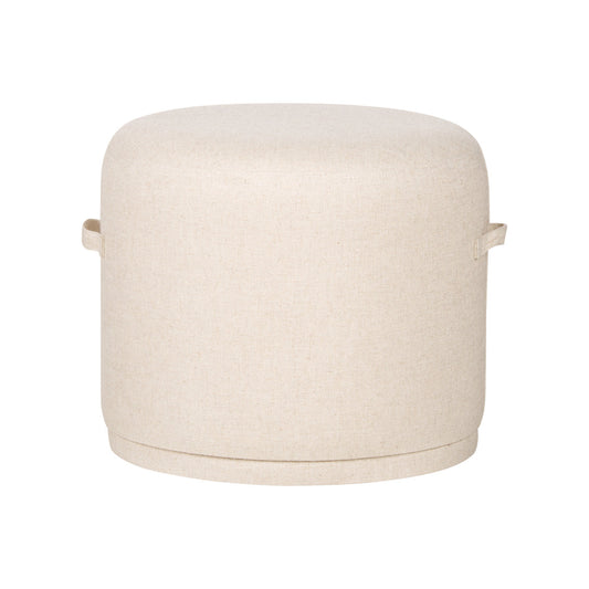 Ellery Cream Fabric Round Ottoman-Ottomans-Wildwood-LOOMLAN