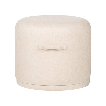 Ellery Cream Fabric Round Ottoman-Ottomans-Wildwood-LOOMLAN
