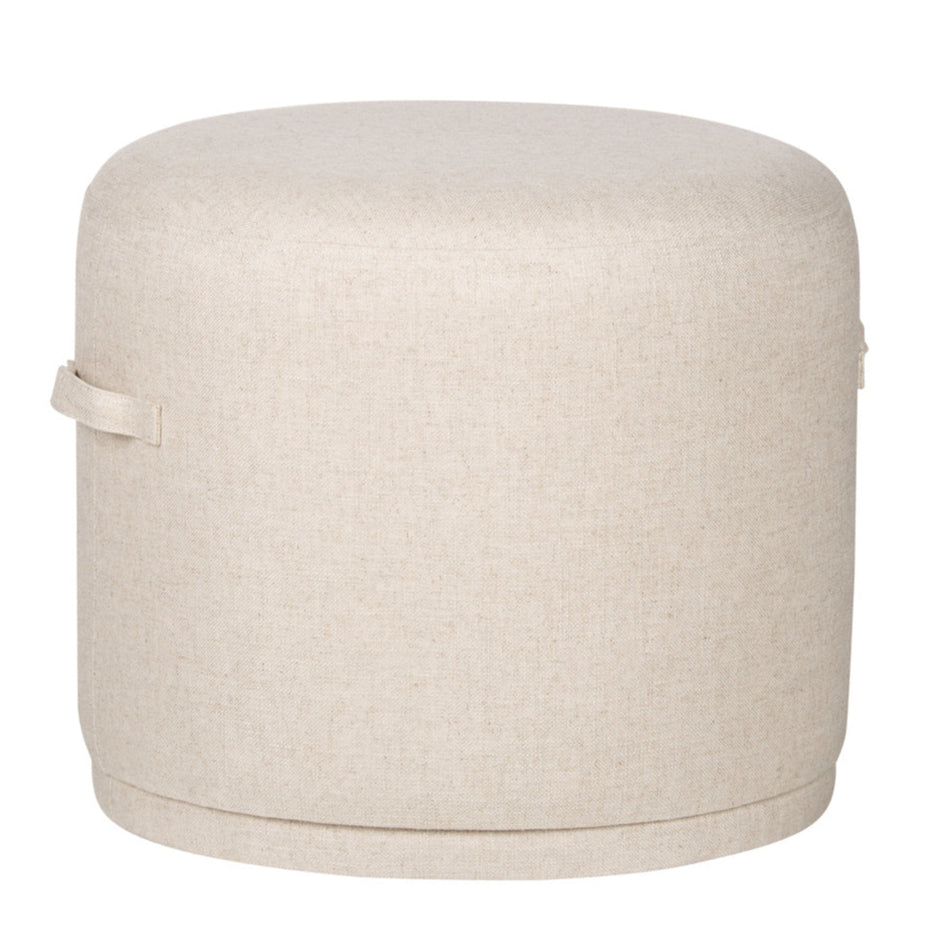 Ellery Cream Fabric Round Ottoman-Ottomans-Wildwood-LOOMLAN